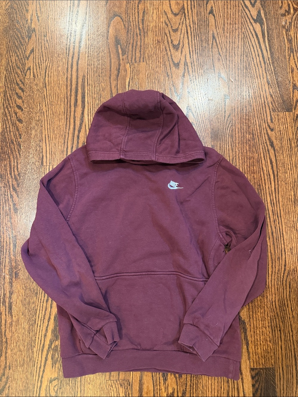 Nike Boys Burgundy Hoodie with Small Logo